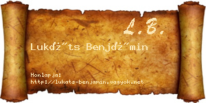 Lukáts Benjámin névjegykártya